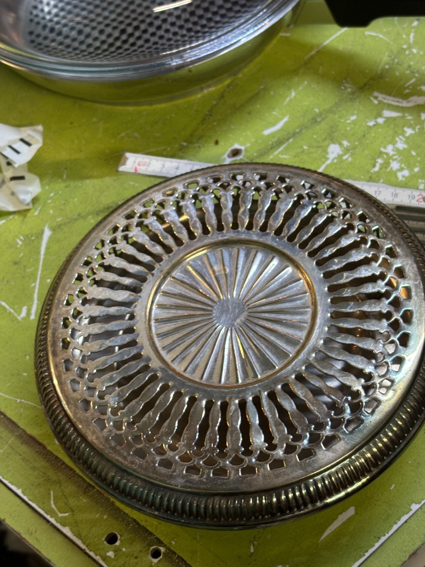 Versilberter Untersetzer Schale 23 cm Durchbruchdekor gebraucht