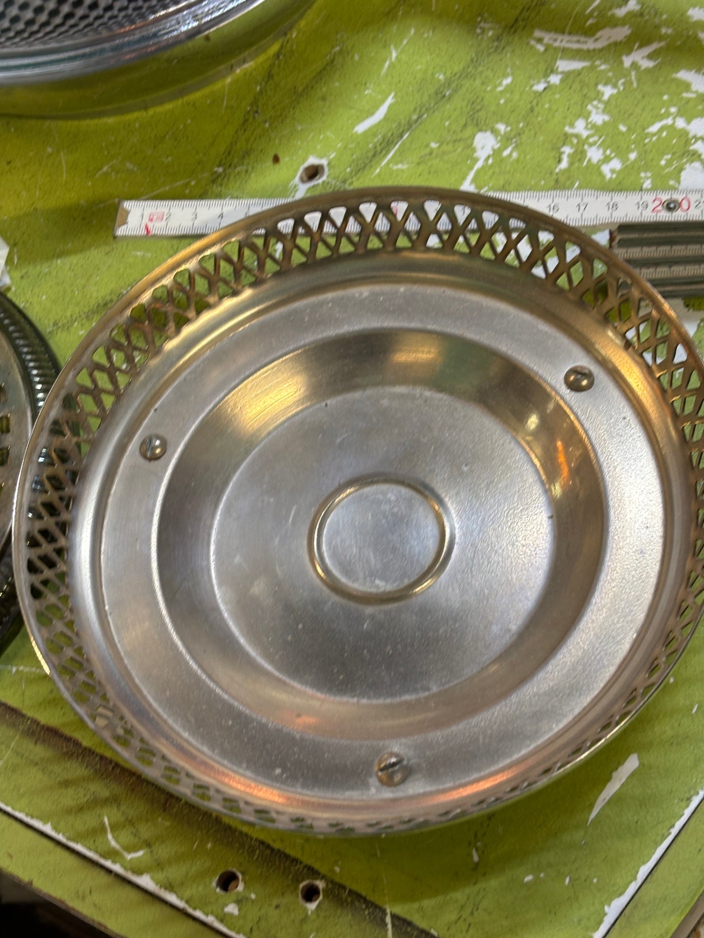 Versilberter Untersetzer Schale 23 cm Durchbruchdekor gebraucht