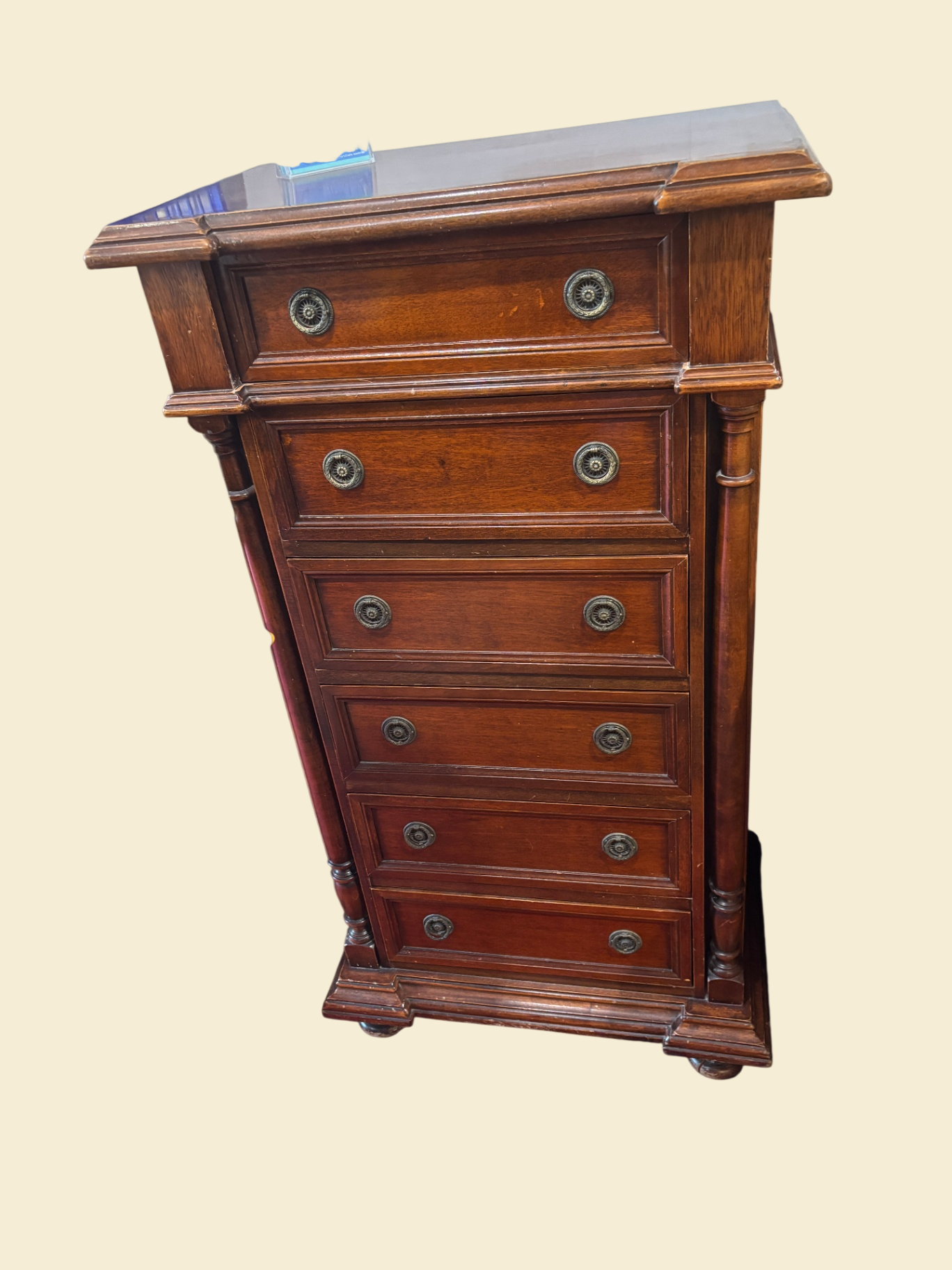 Kommode 6 Schubladen dunkle Holzoptik ca. 110 × 60 × 40 cm guter gebrauchter Zustand leichte Gebrauchsspuren