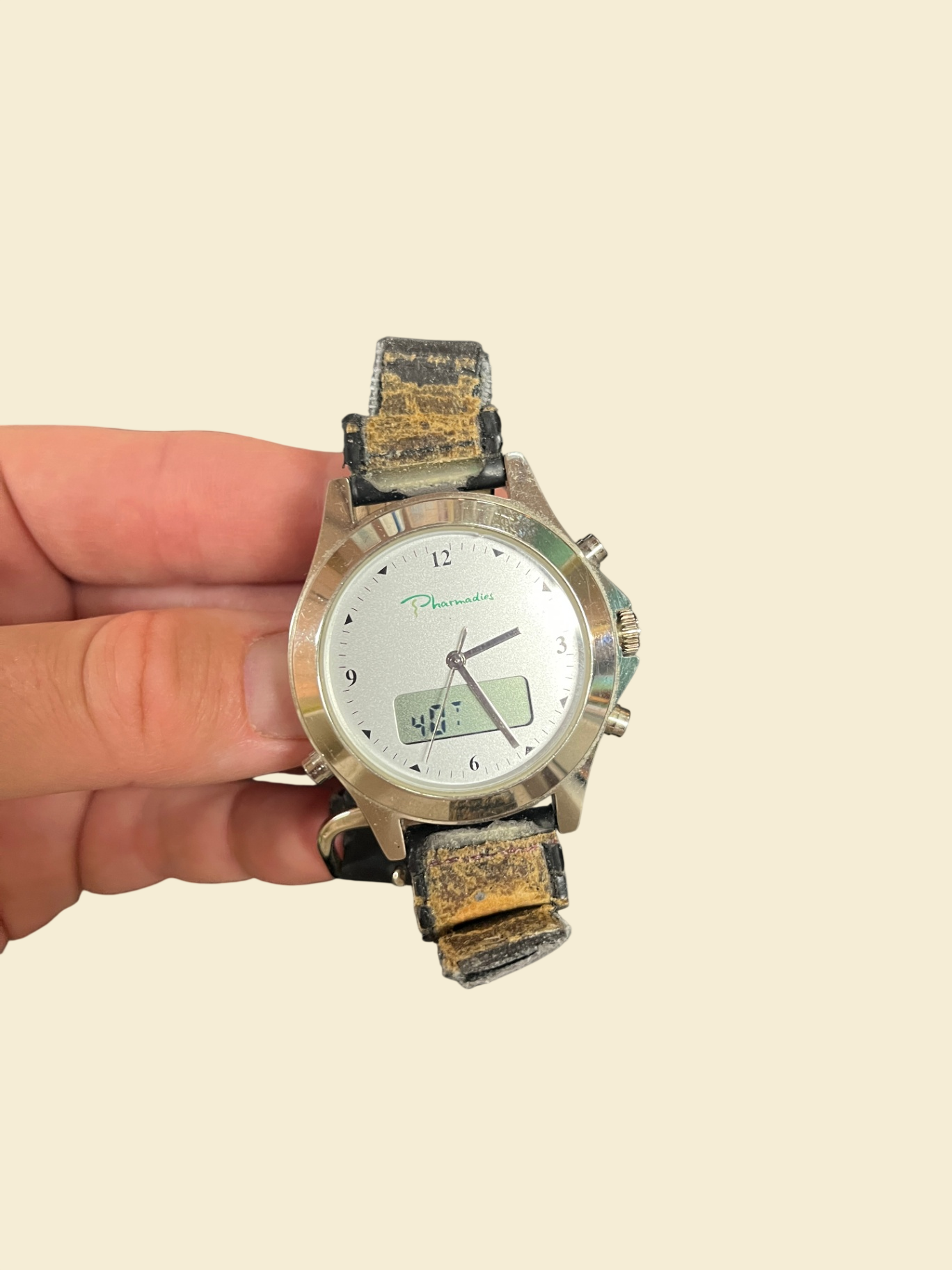   Pharmadies Analog-Digital Armbanduhr Quarz Lederarmband