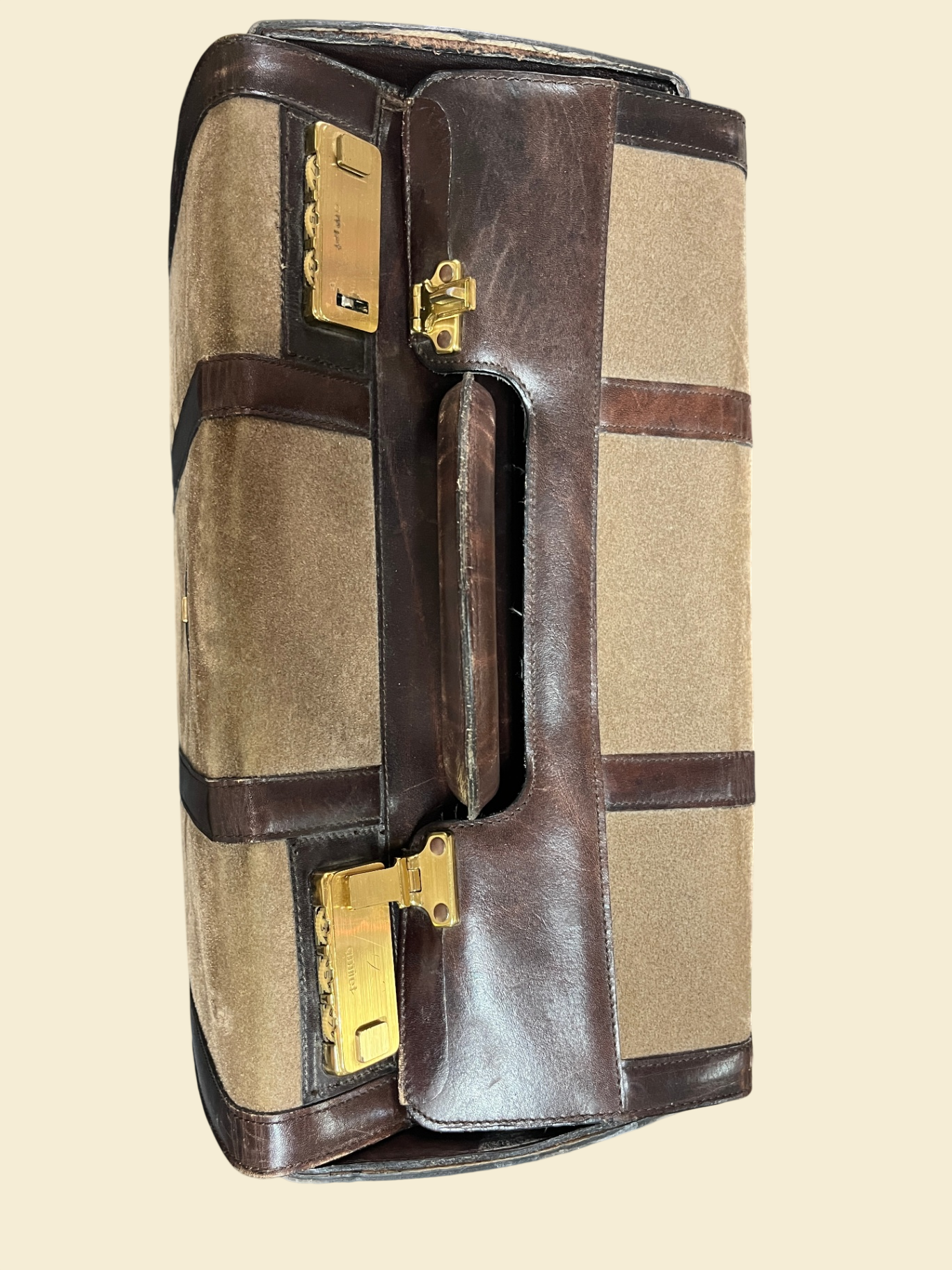 Amiet Vintage Aktenkoffer Wildleder Leder Zahlenschloss Braun 36 cm