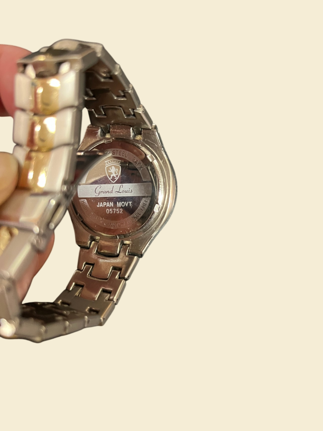 Grand Louis Quartz Armbanduhr Bicolor Metallarmband Japan Movt 05752