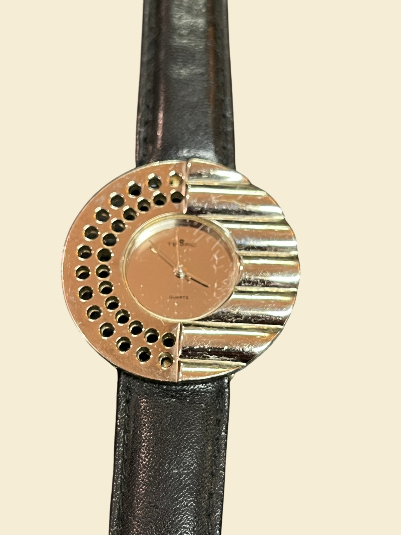 TEMPIC Quarz Armbanduhr Lederarmband Damenuhr Edelstahlboden