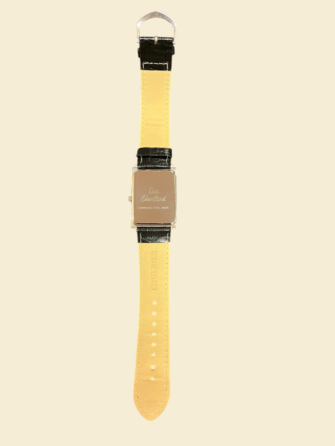 Eric Chevillard Solar Armbanduhr Rechteckig Lederarmband Schwarz
