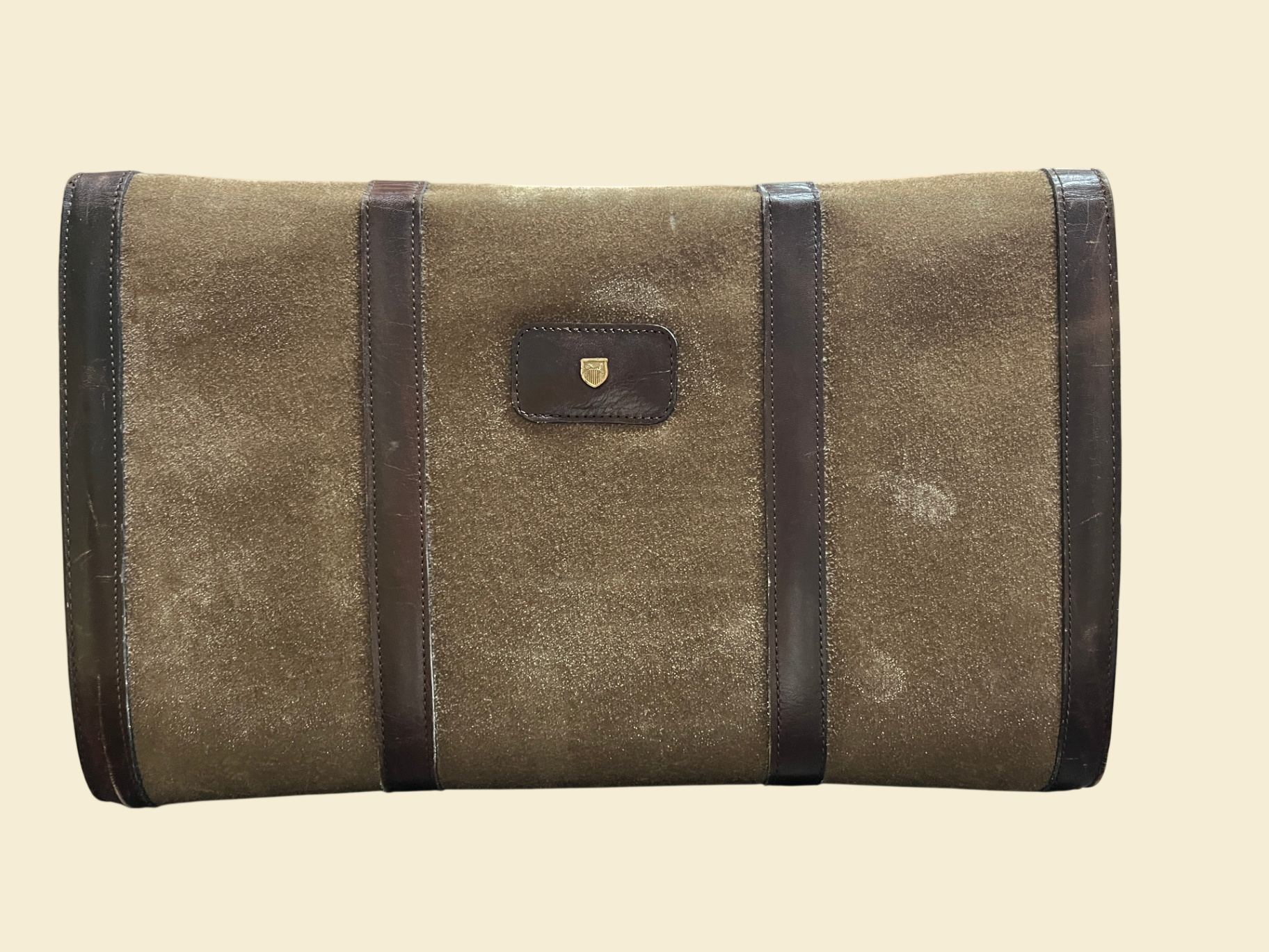 Amiet Vintage Aktenkoffer Wildleder Leder Zahlenschloss Braun 36 cm
