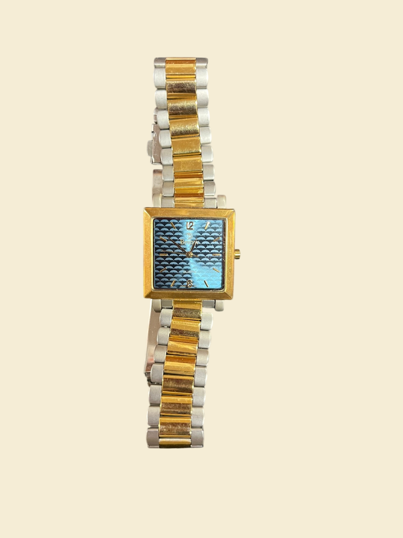 Brinw Japan Quartz Armbanduhr Bicolor Metallarmband Blau