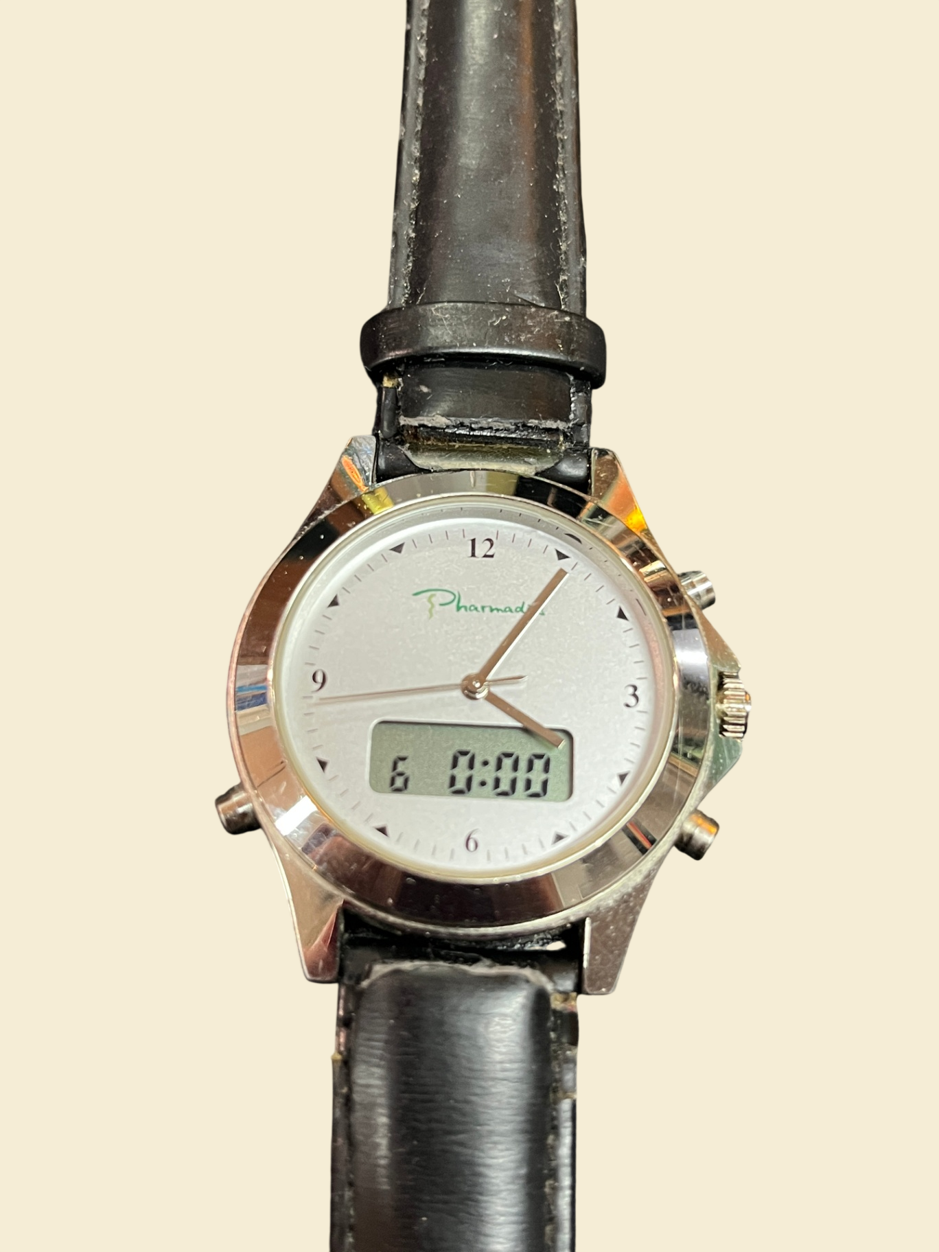  Pharmadies Analog-Digital Armbanduhr Quarz Lederarmband