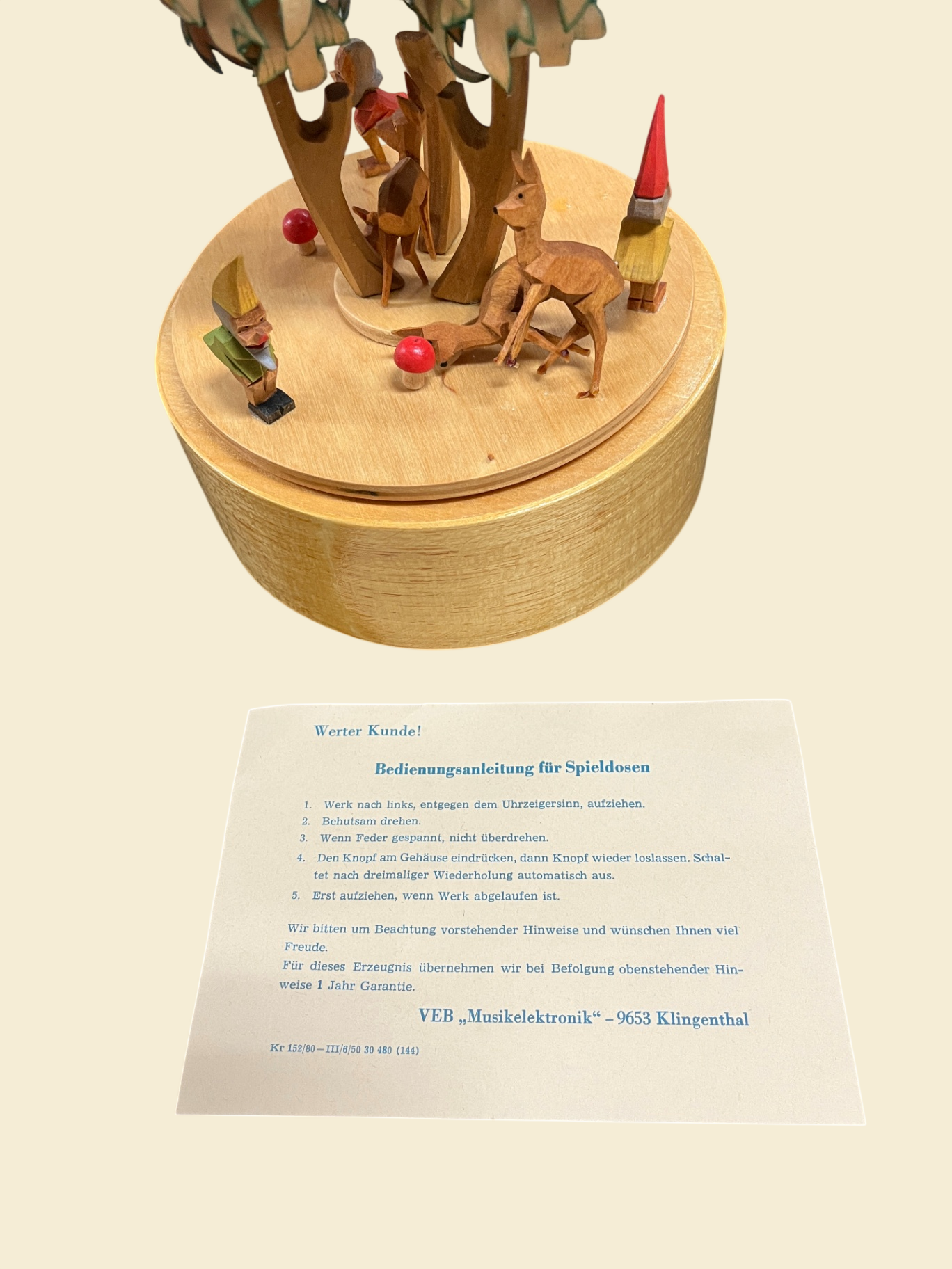 DDR Spieluhr Rehe und Zwerge VEB Musikelektronik Klingenthal Nr. 421