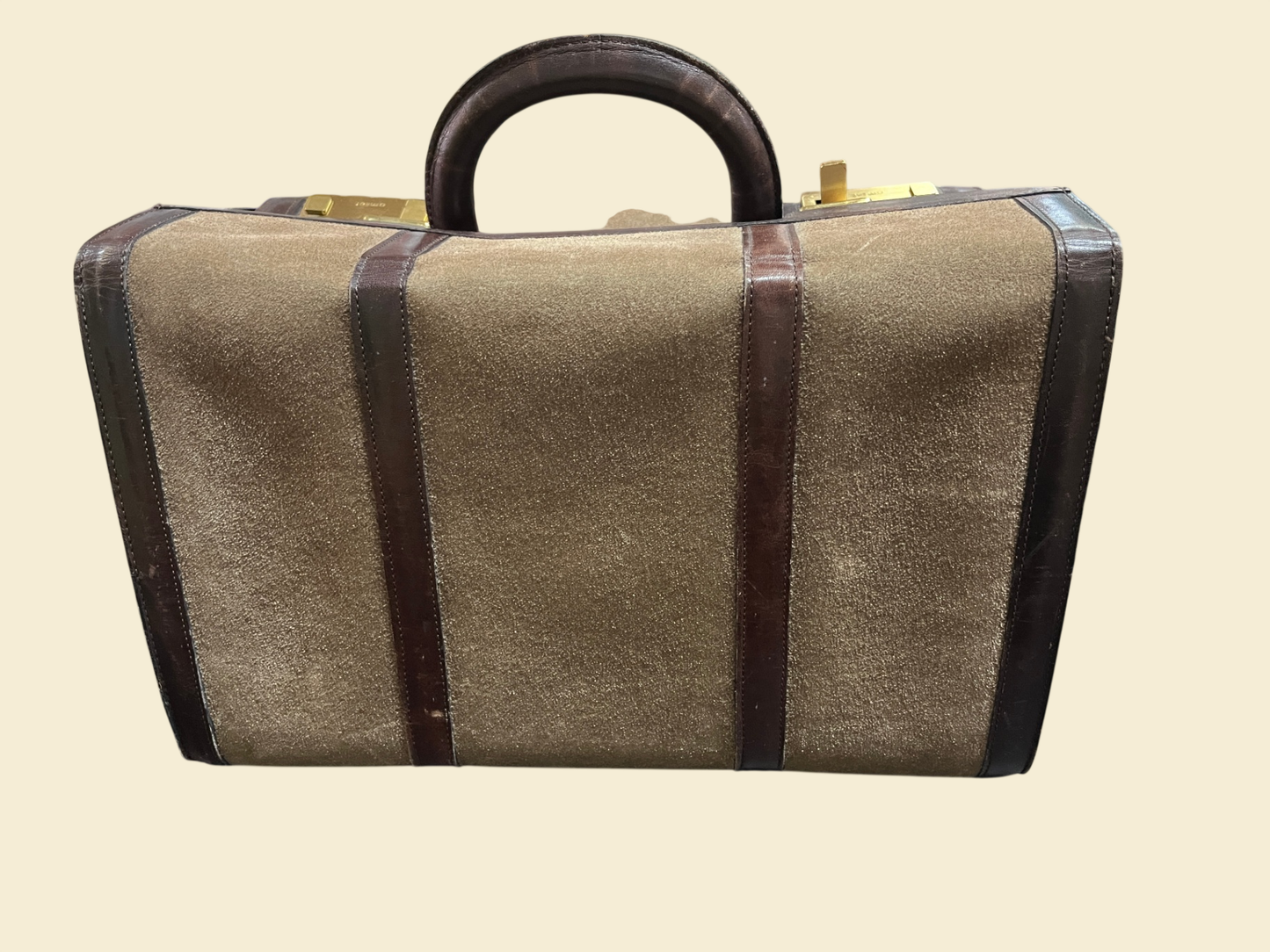 Amiet Vintage Aktenkoffer Wildleder Leder Zahlenschloss Braun 36 cm
