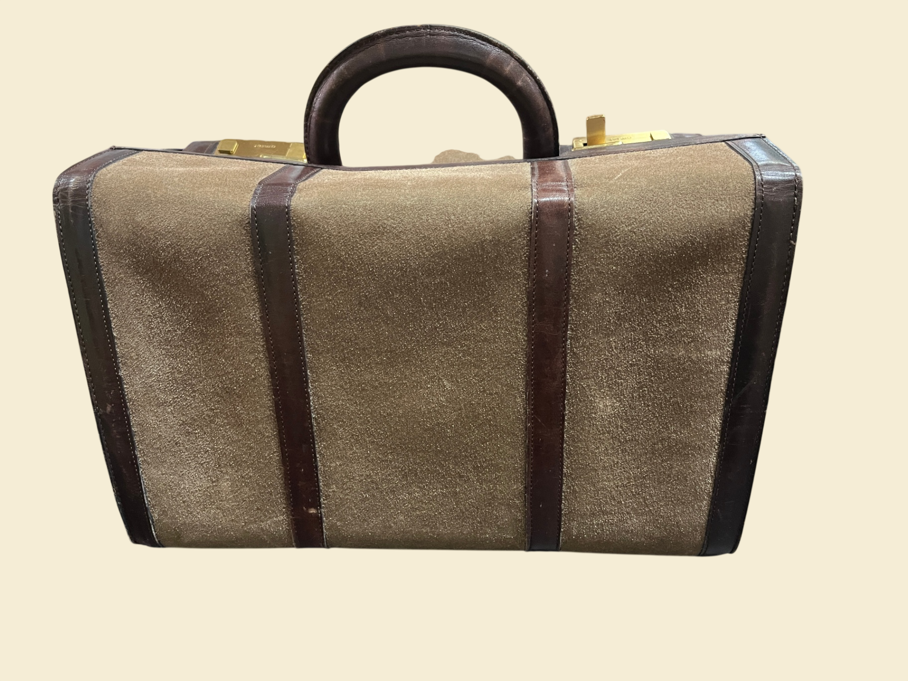 Amiet Vintage Aktenkoffer Wildleder Leder Zahlenschloss Braun 36 cm
