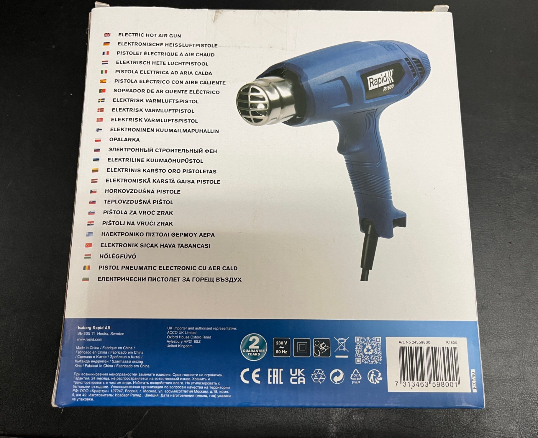 NEU Rapid R1600 Heißluftpistole 1600W Heißluftgebläse mit Anleitung OVP