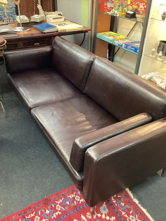 IKEA Echtleder-Sofa 3-Sitzer in dunkelbraunem Echtleder