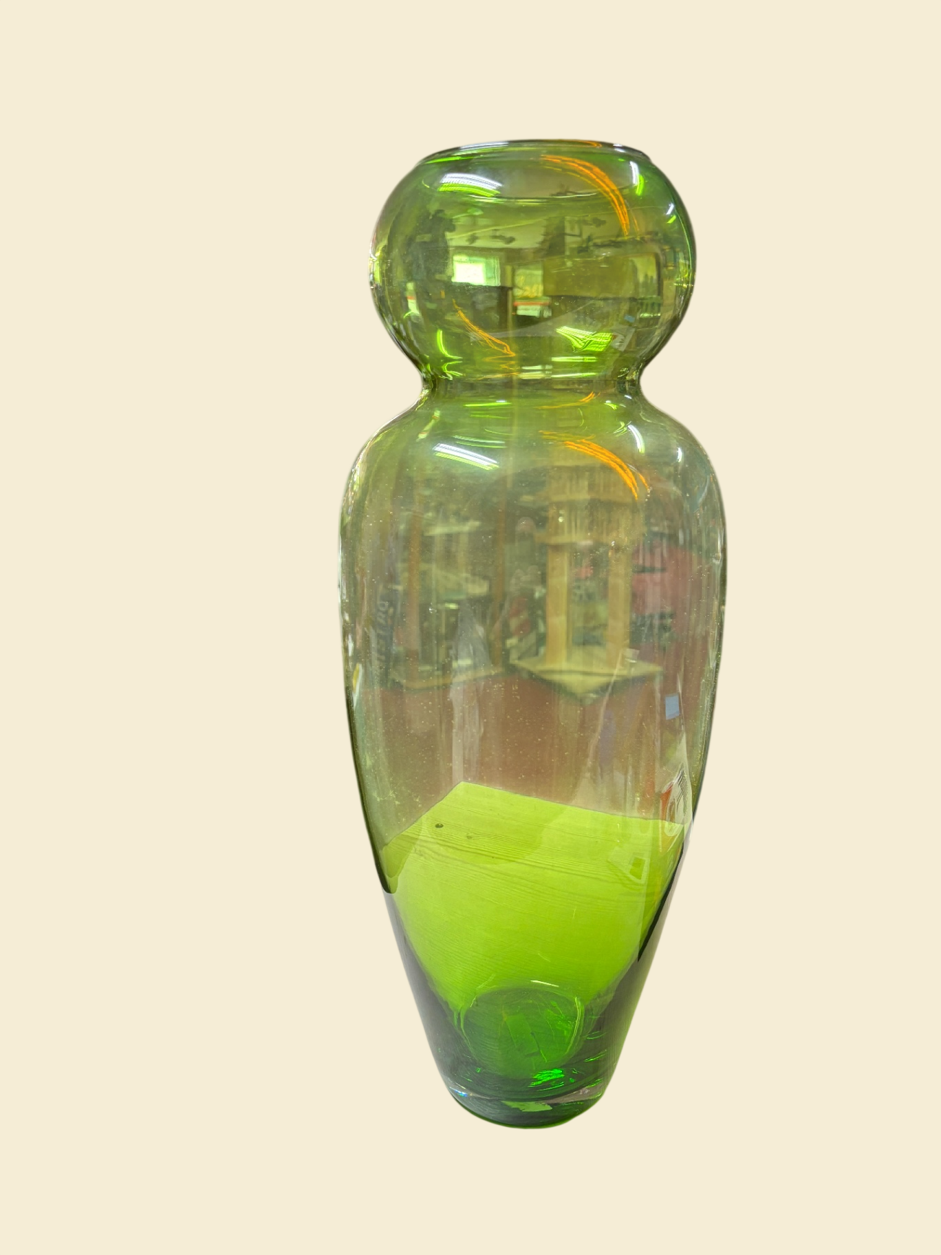 Große Glasvase Grün 53 cm Bodenvase Dekovase mundgeblasen Optik
