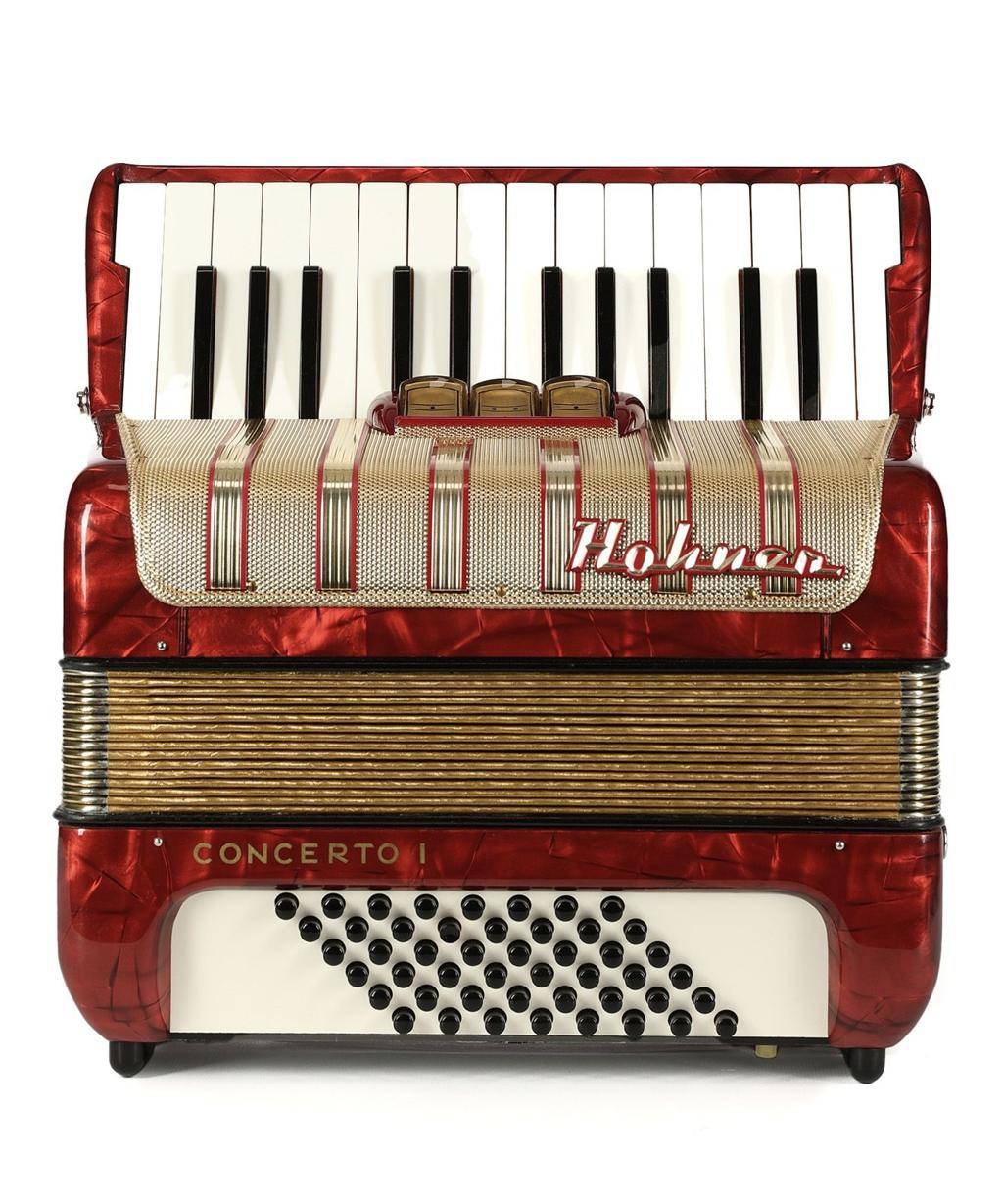 Hohner Concerto I Akkordeon 48 Bässe Rot Perlmutt 2-chörig mit Koffer
