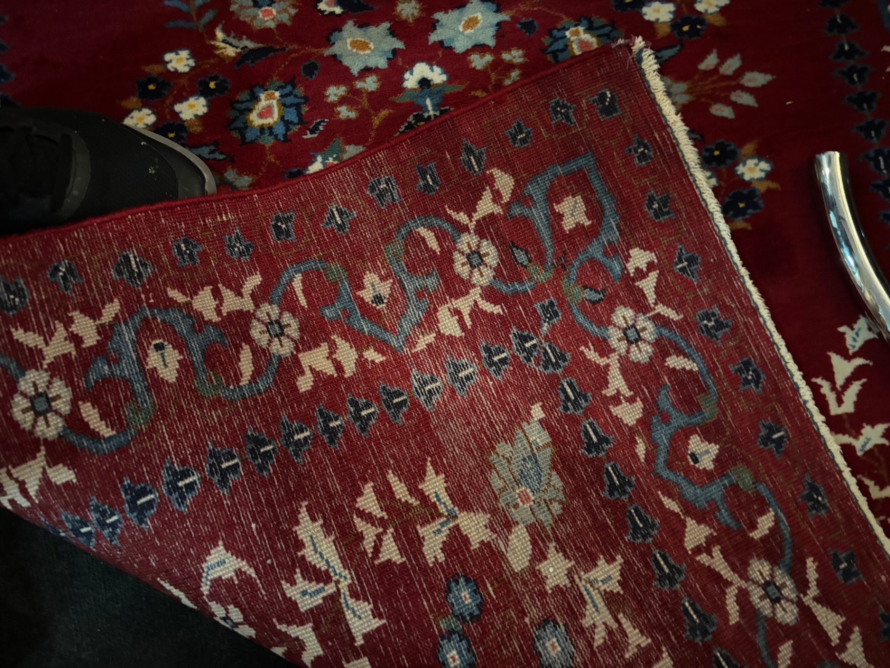 Handgeknüpfter Orientteppich Rot 165 x 110 cm florales Muster