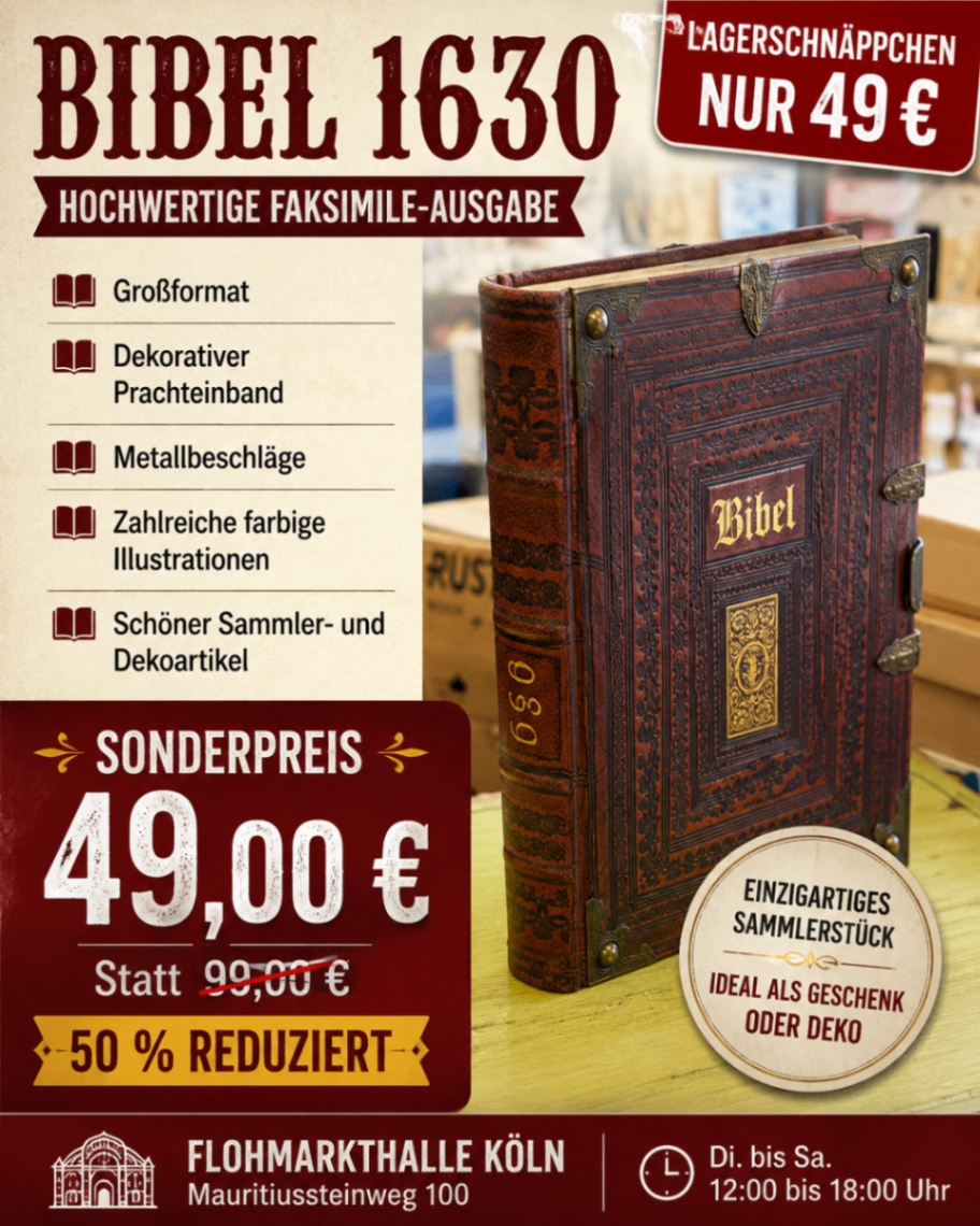 Bibel 1630 Faksimile Prachteinband Lederoptik Metallbeschläge Großformat
