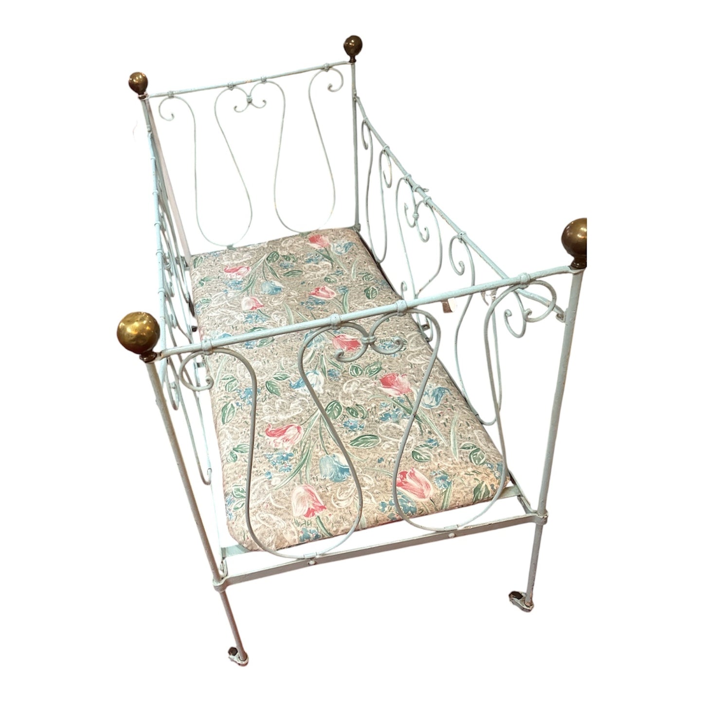 Antikes Metall-Kinderbett 110 × 58 cm – ideal für Puppen & Teddybären