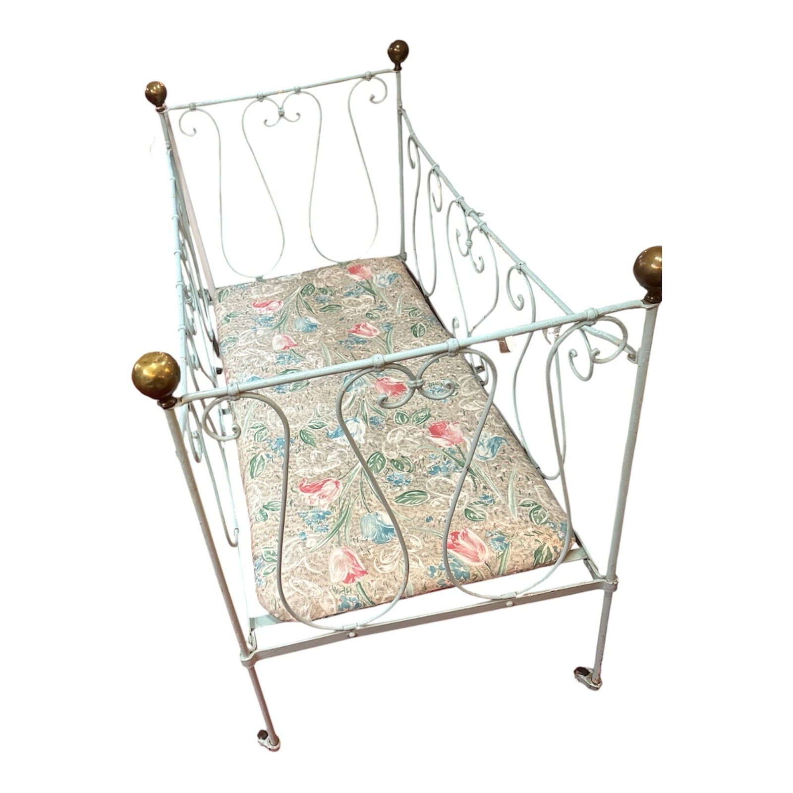 Antikes Metall-Kinderbett 110 × 58 cm – ideal für Puppen & Teddybären