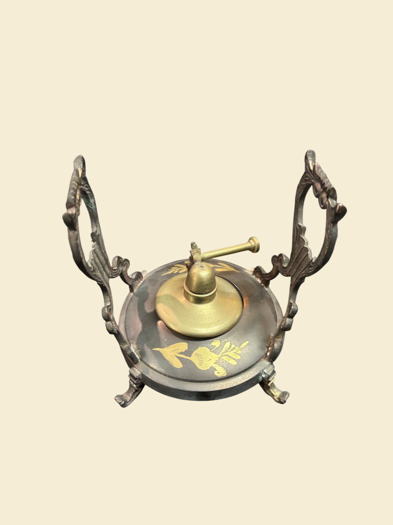 Historistische Kaffee- oder Teekanne mit Spiritusbrenner Rechaud Metall ca. 27 cm