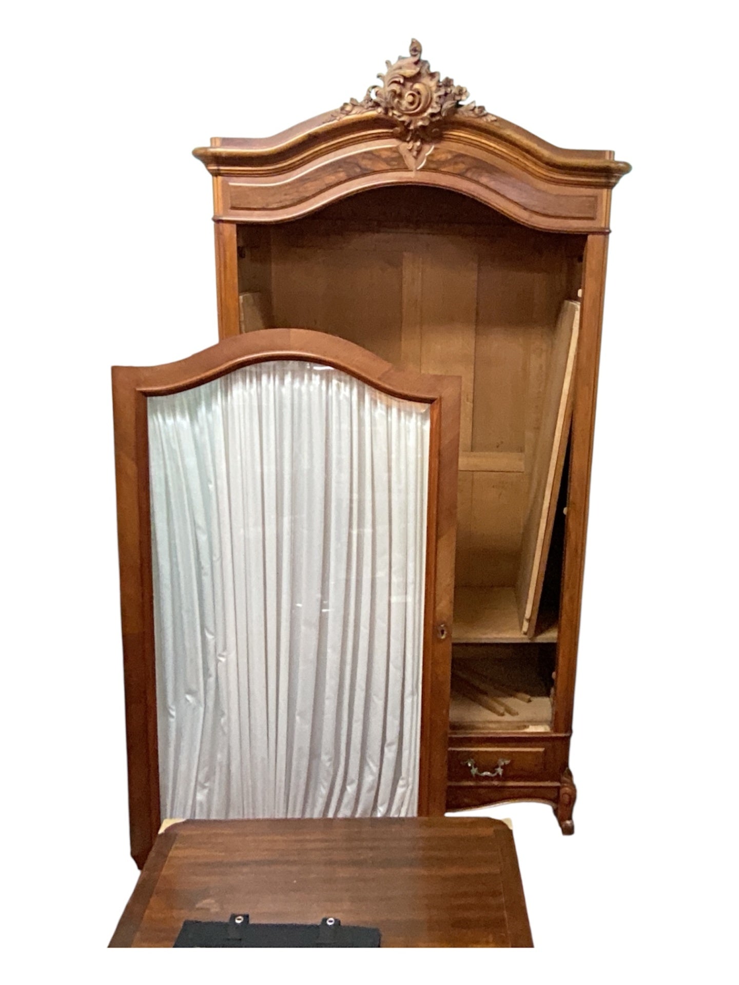Antiker Kleiderschrank mit Glastüre und Schublade Massivholz