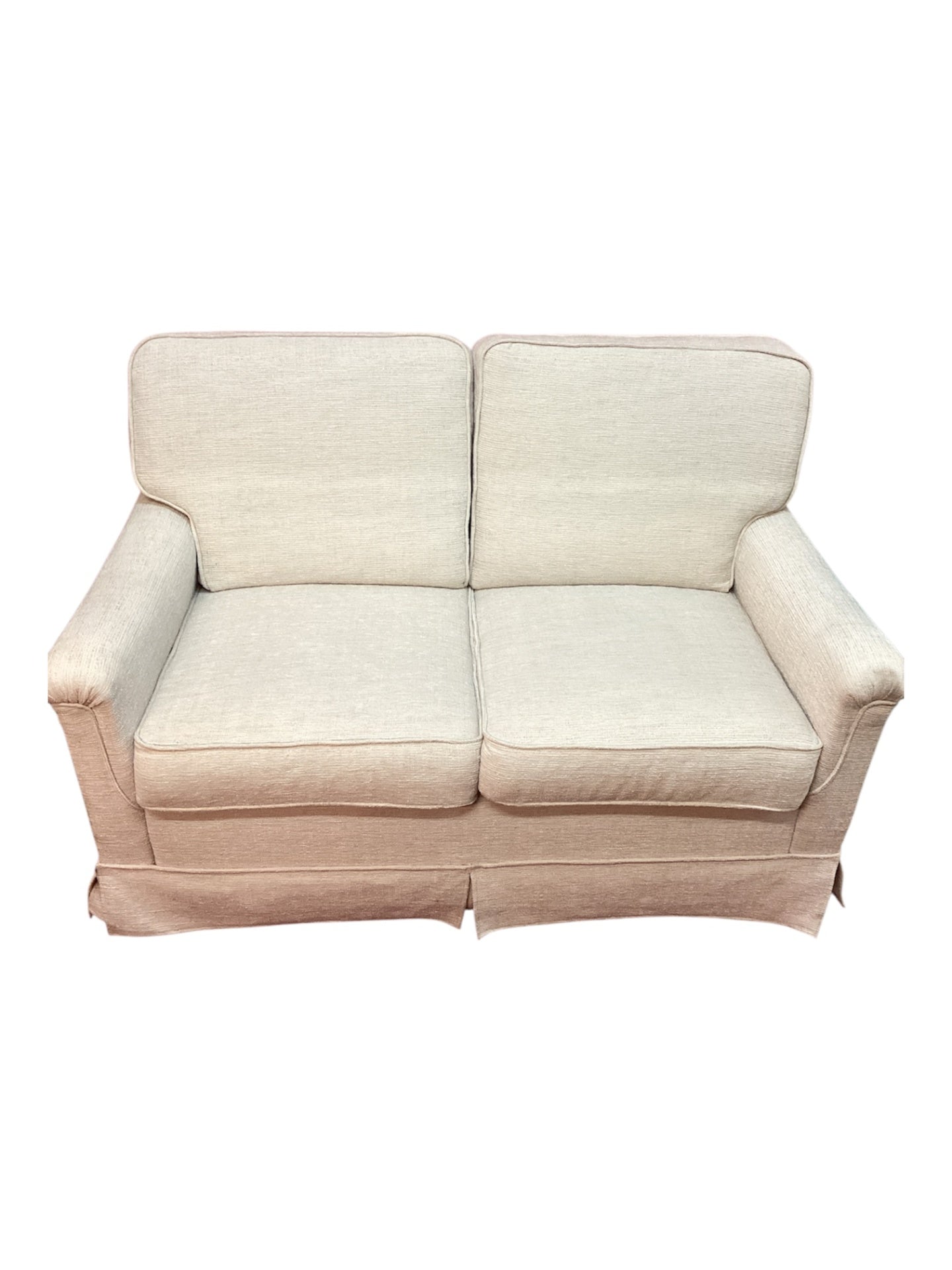 2-Sitzer Sofa Stoff beige mit losen Sitz- und Rückenkissen