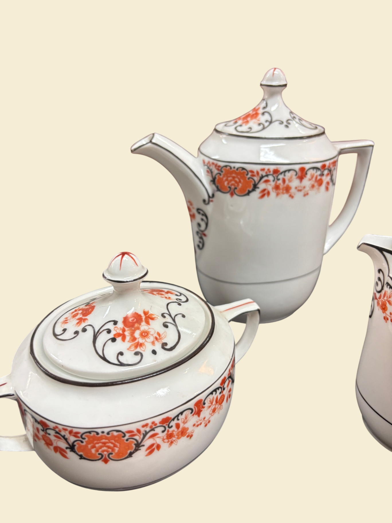Mahes & Ebel Mährendorf Déjeuner Mokka Service 5-teilig Porzellan 1882