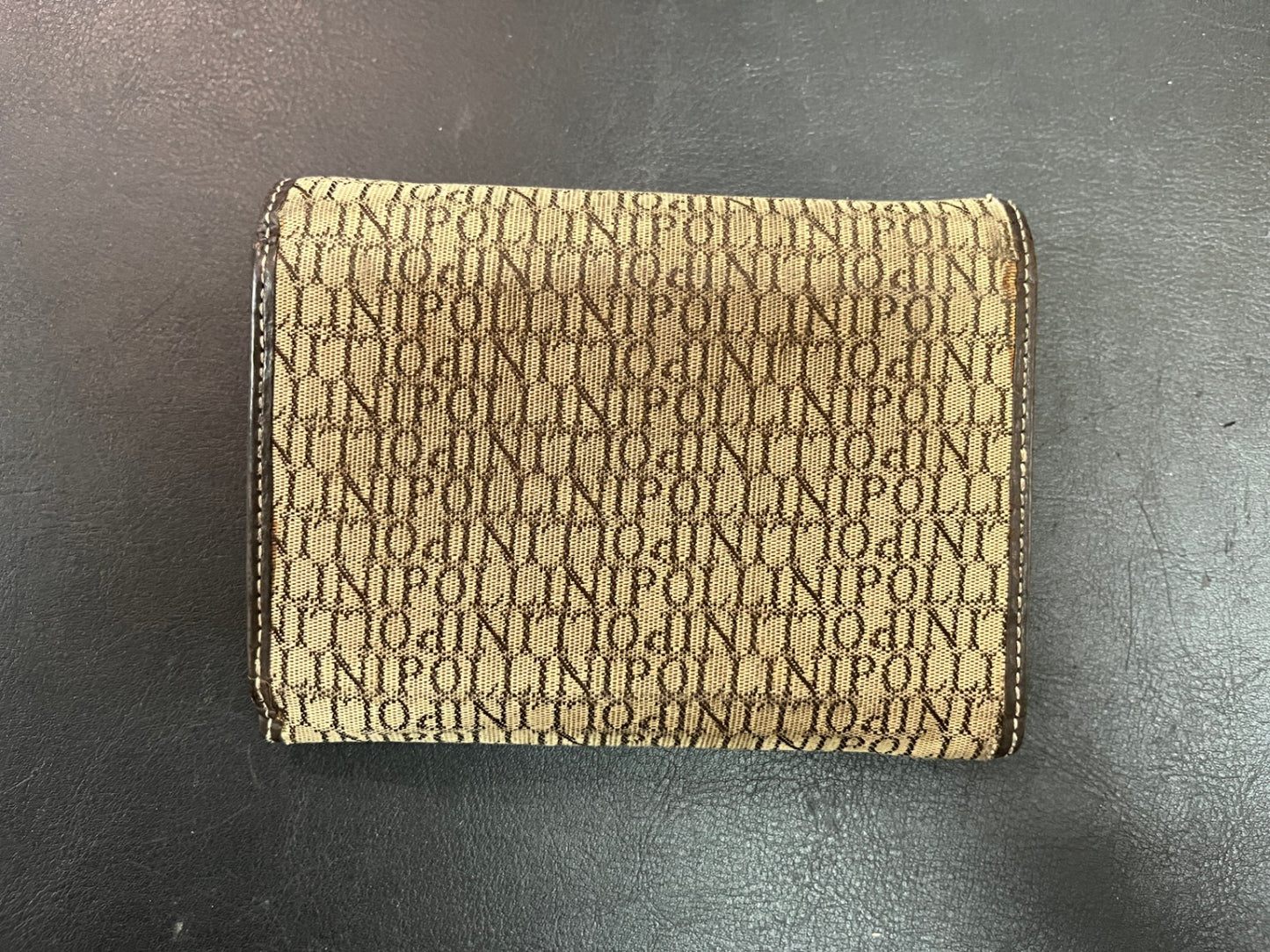 Pollini Geldbörse Monogramm Beige Braun Portemonnaie Klappbörse