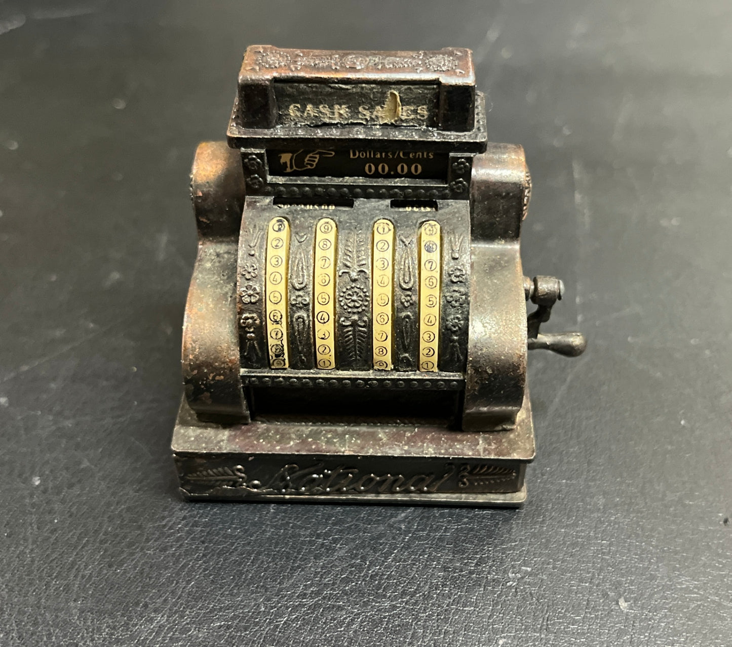 Miniatur Registrierkasse National Metall Bleistiftspitzer Vintage