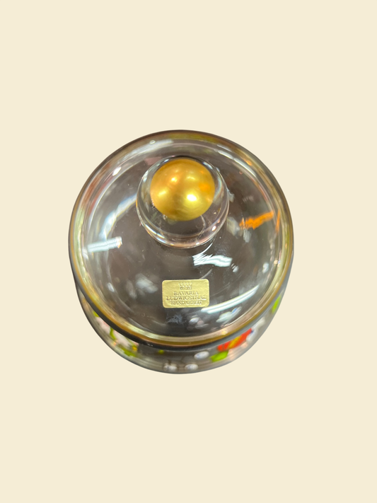 Bavaria Ludwigsthal Glas Deckeldose handbemalt Bonboniere