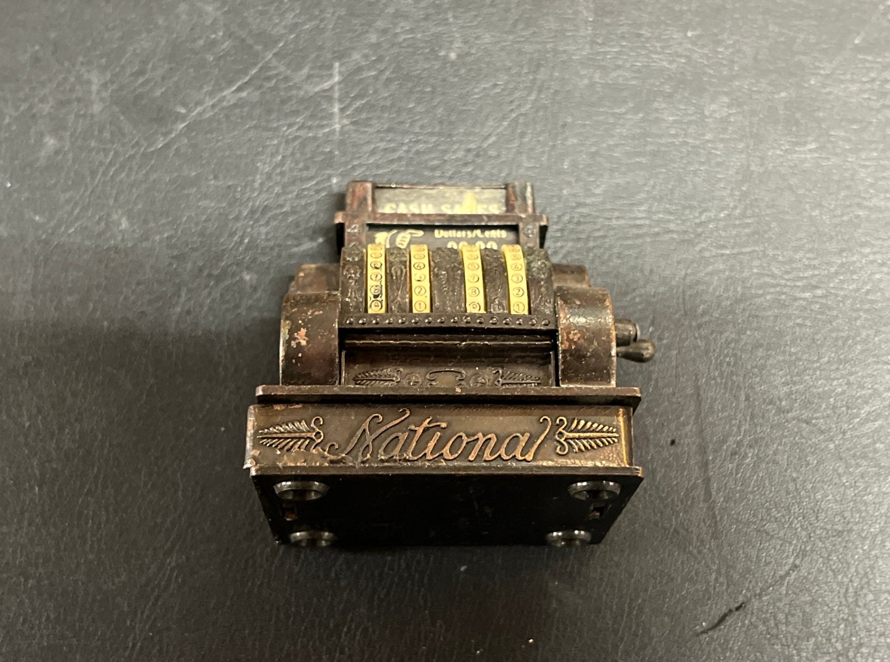 Miniatur Registrierkasse National Metall Bleistiftspitzer Vintage