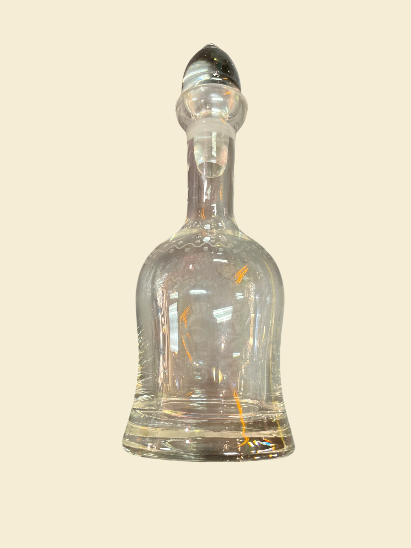 Glas Karaffe mit Stopfen 27 cm geätztes Dekor klar