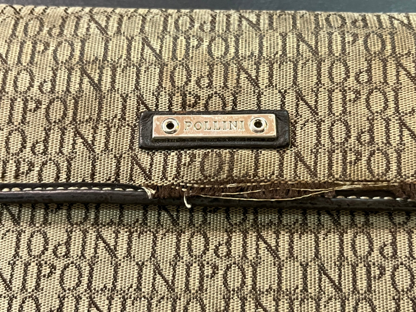 Pollini Geldbörse Monogramm Beige Braun Portemonnaie Klappbörse