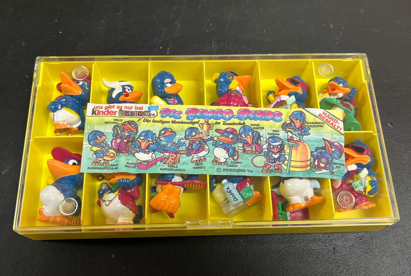 Ü-Ei Die Bingo Birds 1996 12 Figuren mit BPZ Sammelbox