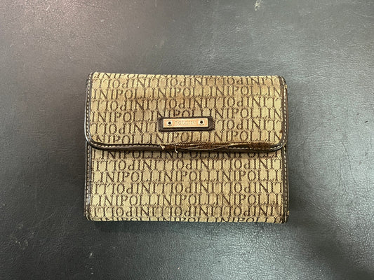 Pollini Geldbörse Monogramm Beige Braun Portemonnaie Klappbörse