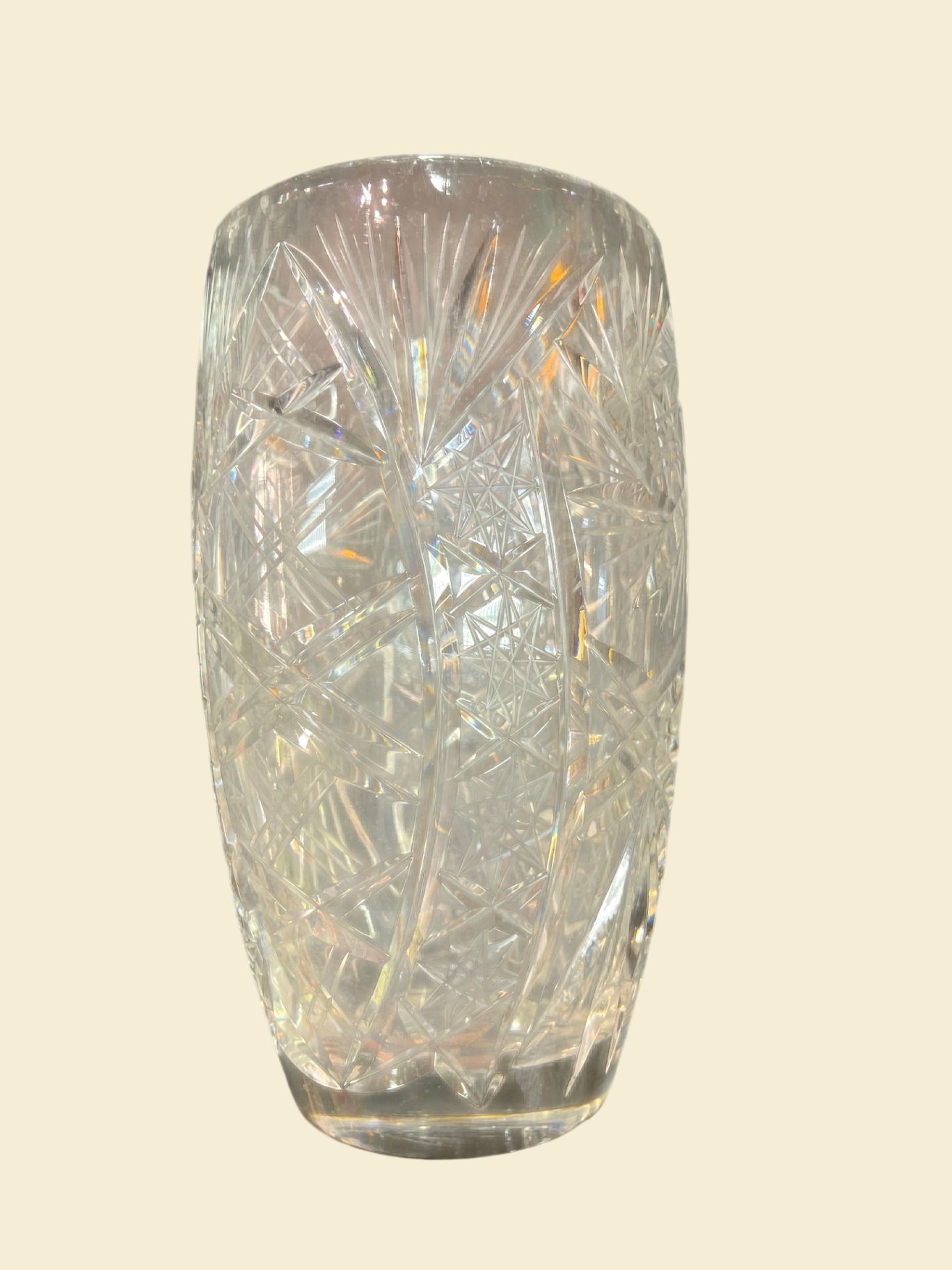 Geschliffene Glasvase 20 cm klar Vase mit Schliffdekor