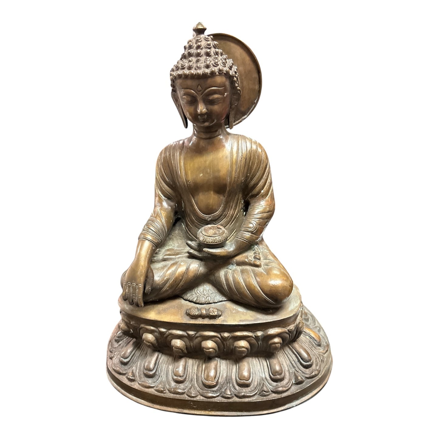 Buddha Figur – Vollmetall – 9 kg – bronzefarben – Metallguss