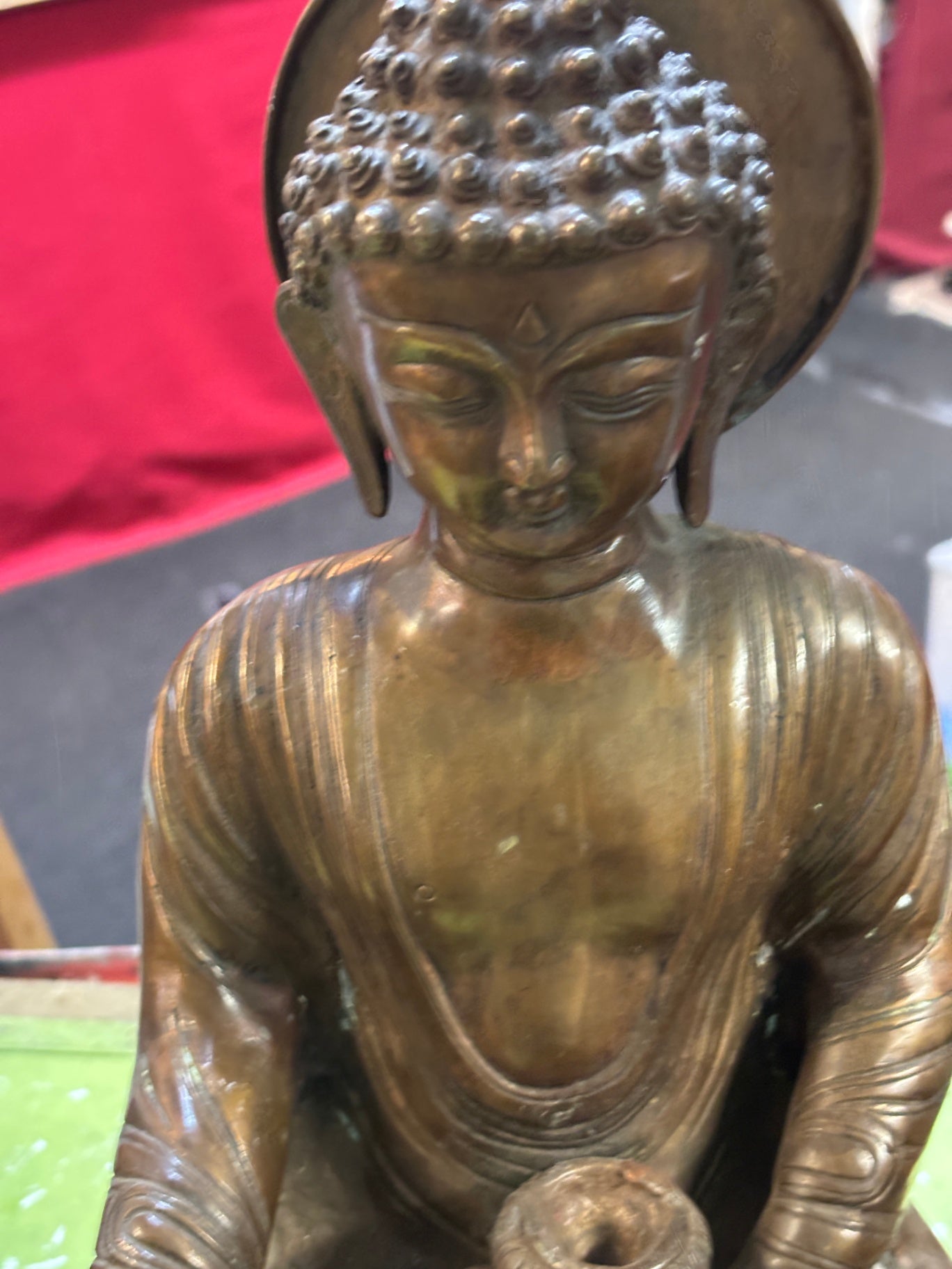 Buddha Figur – Vollmetall – 9 kg – bronzefarben – Metallguss