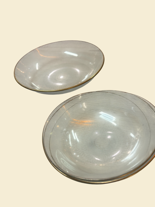 5 Glasschalen mit Goldrand transparent 60er Jahre