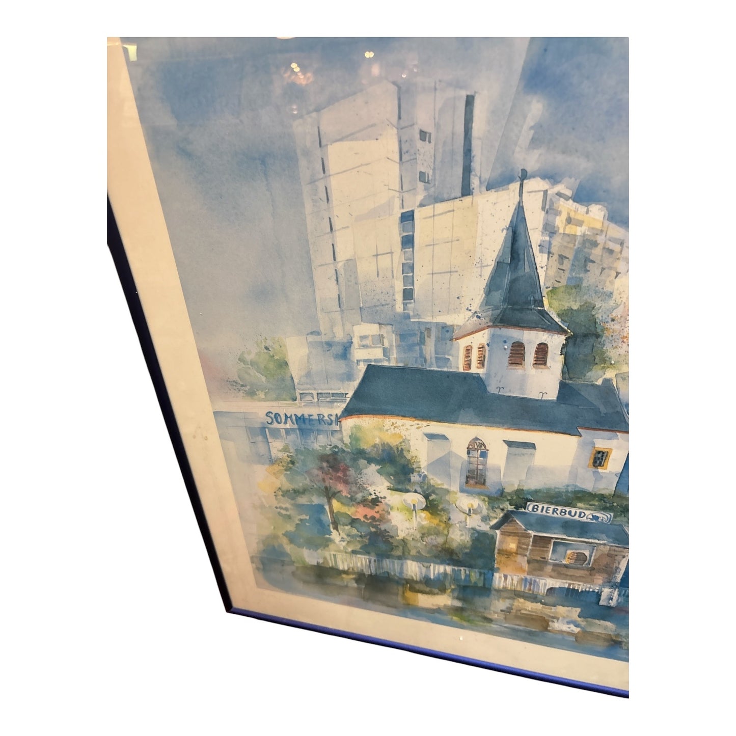 Köln-Rodenkirchen Collage – Aquarell-Druck – gerahmt – Stadtansicht