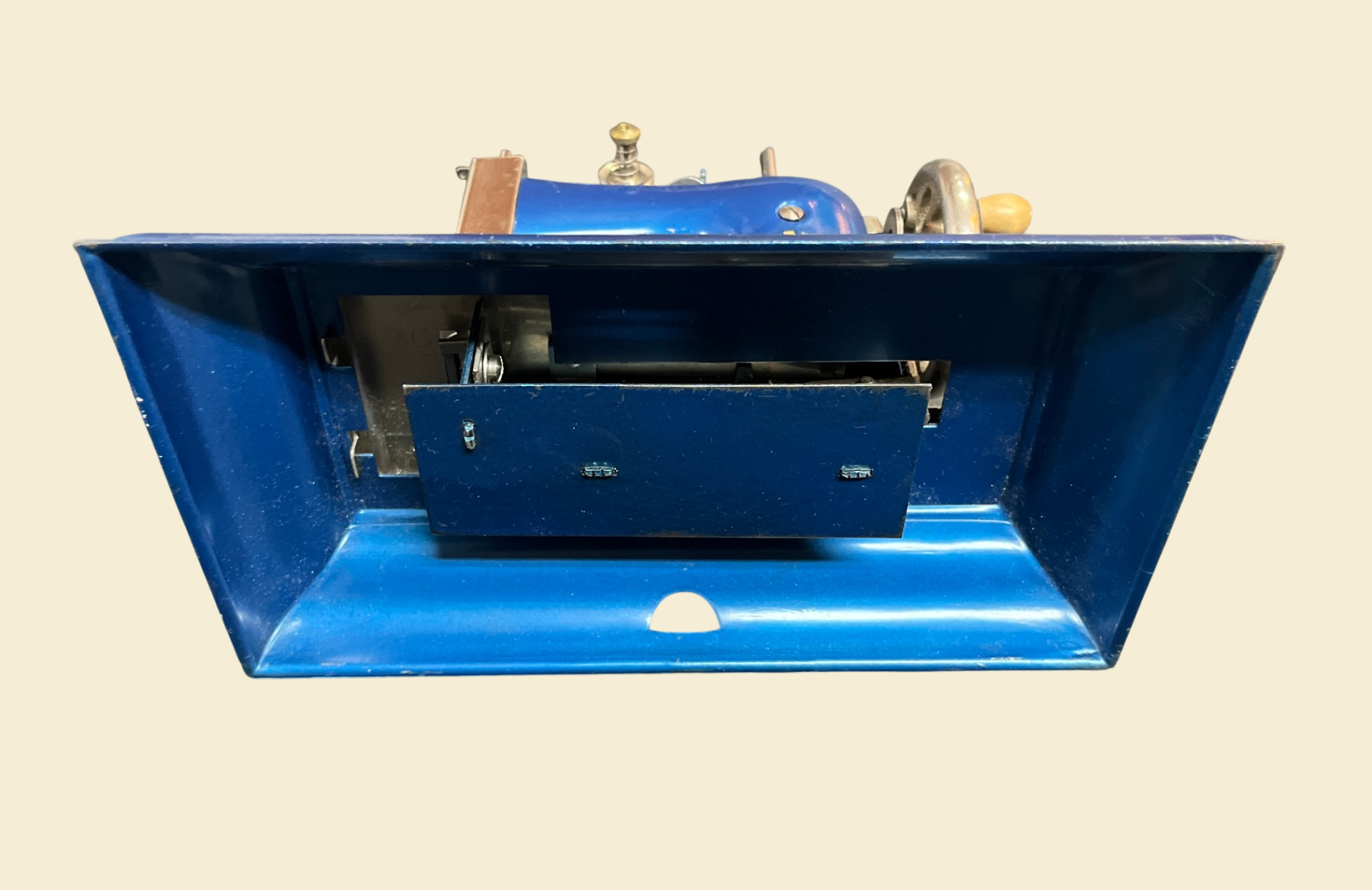 CASIGE Kinder-Nähmaschine Blech blau Made in Germany U.S.-Zone