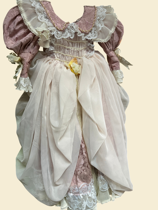 Großes Puppenkleid rosa weiß Spitze Tüll ca 60 cm Dekokleid
