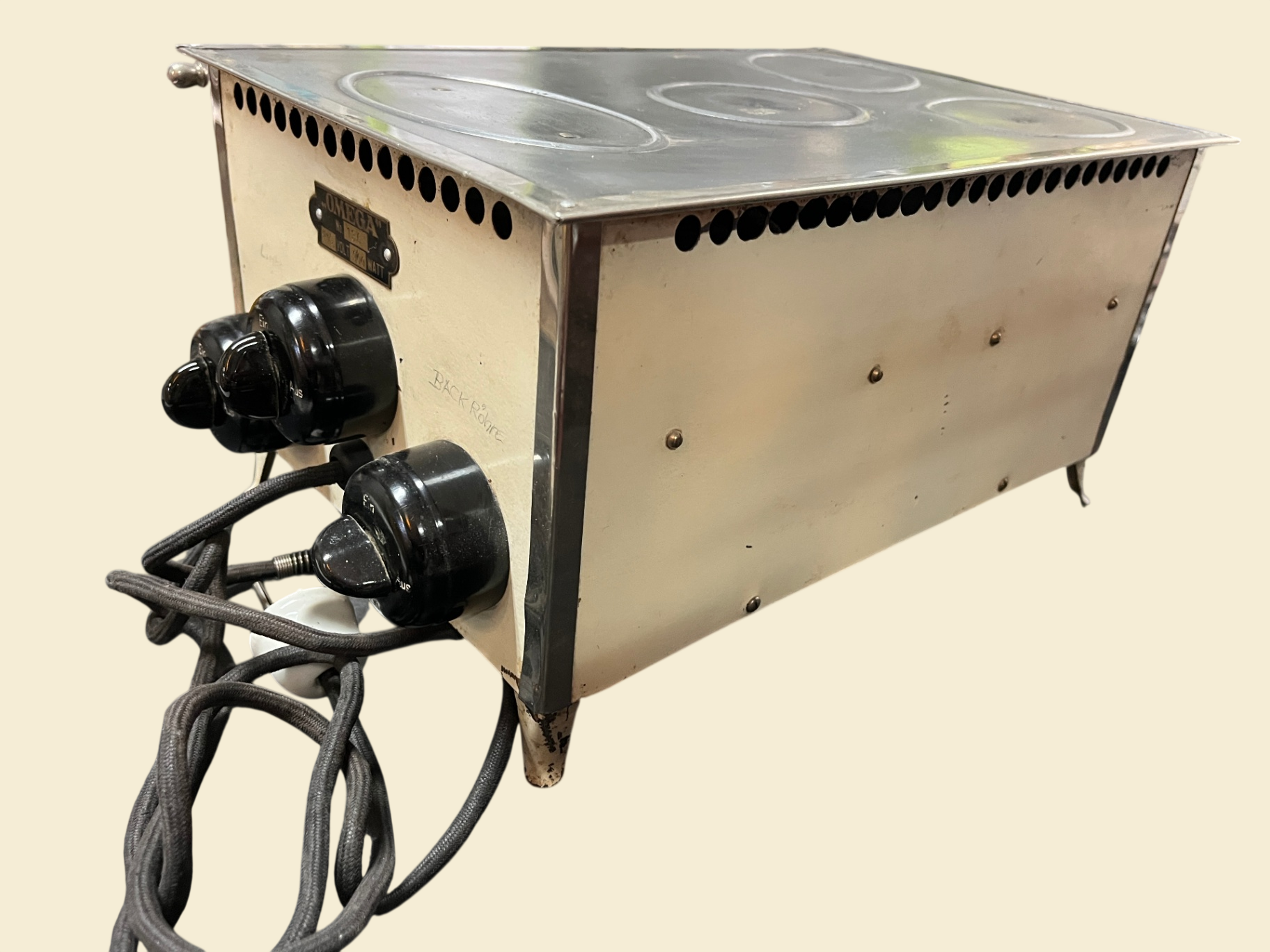 Omega Nr 136 elektrischer Kinderherd Puppenherd Metall Deko