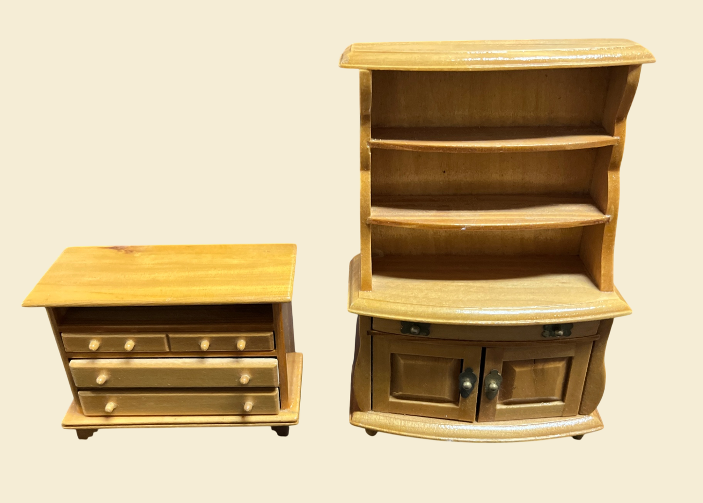 Puppenstuben Möbel Holz Kommode Regal Schrank 2tlg ca. 22x17 cm