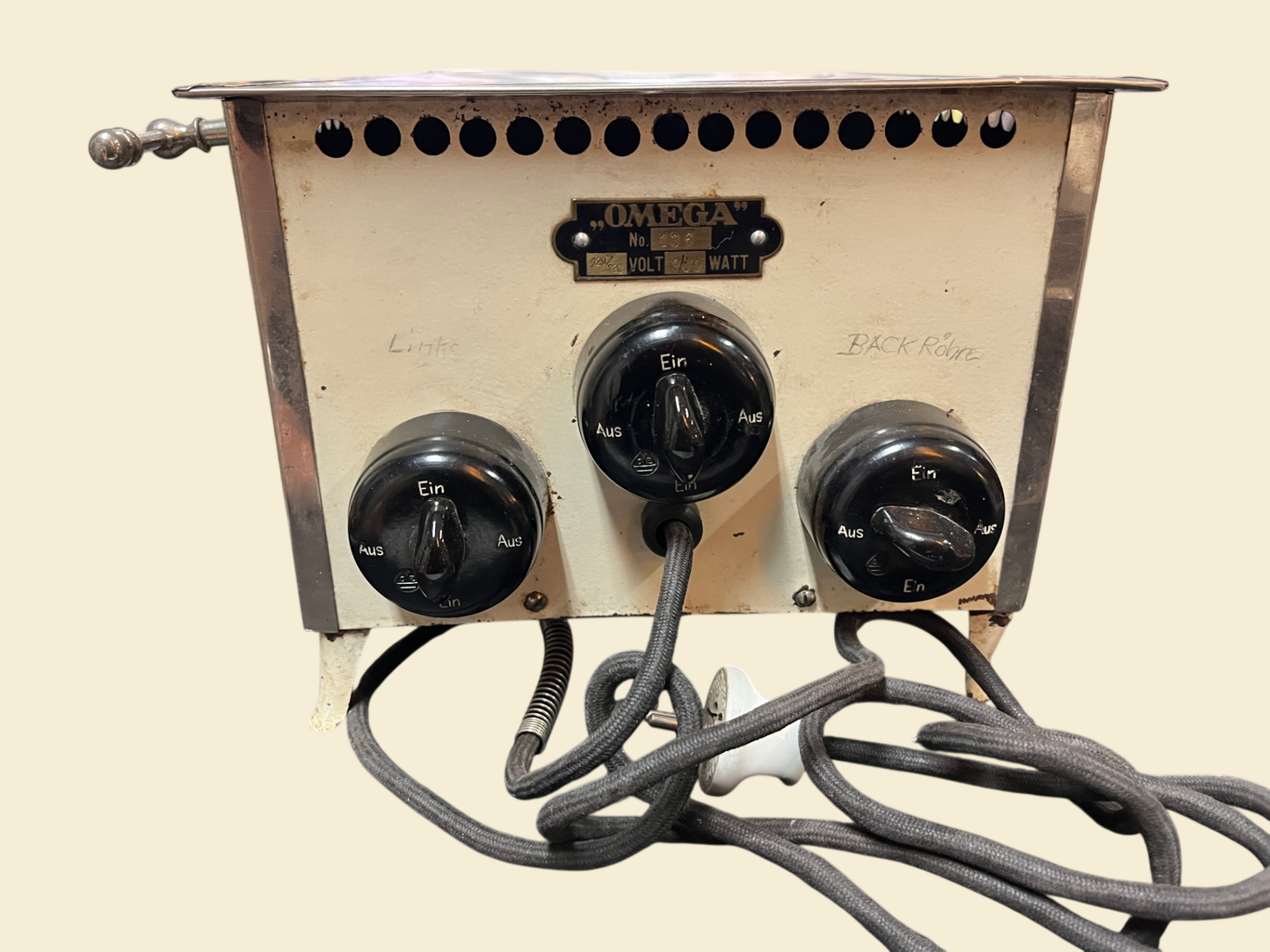 Omega Nr 136 elektrischer Kinderherd Puppenherd Metall Deko