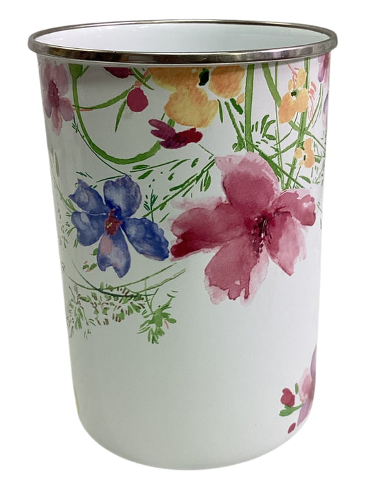Mariefleur hohes Emaille Gefäß Blumen mit Metallrand