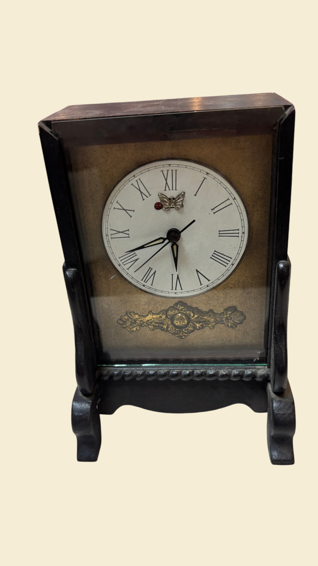 Tischuhr Eigenbau mit mechanischem Vintage Wecker zum Aufziehen
