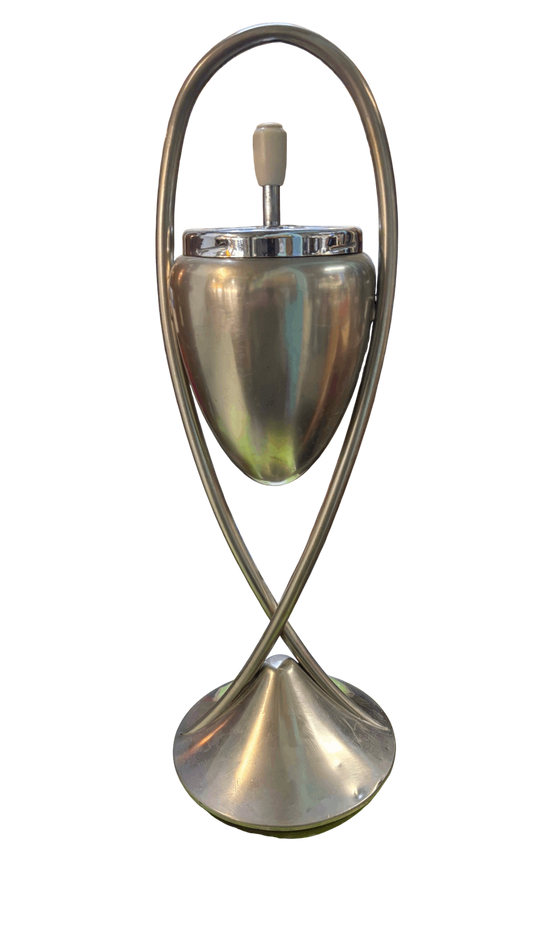 Vintage Standaschenbecher chromfarben 55 cm mit Drehmechanismus