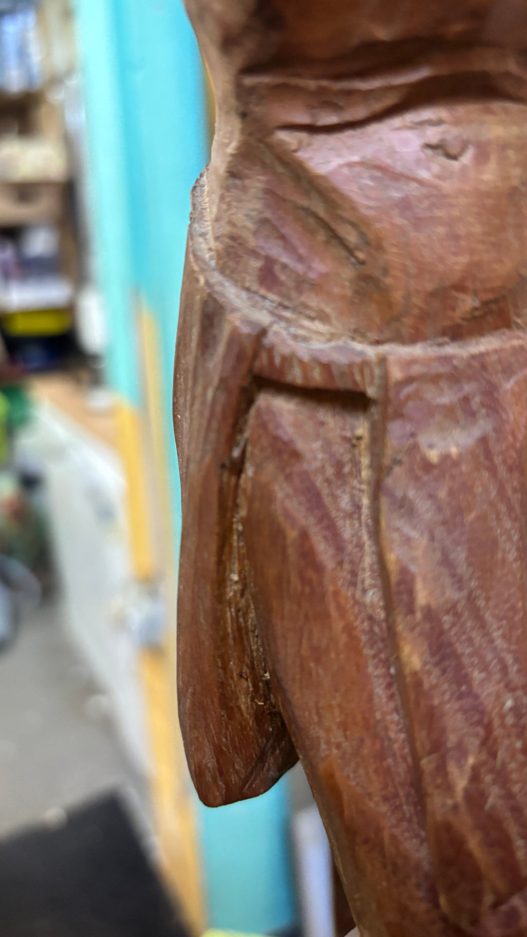 Großes Standkruzifix Massivholz handgeschnitzt 85 cm mit Sockel