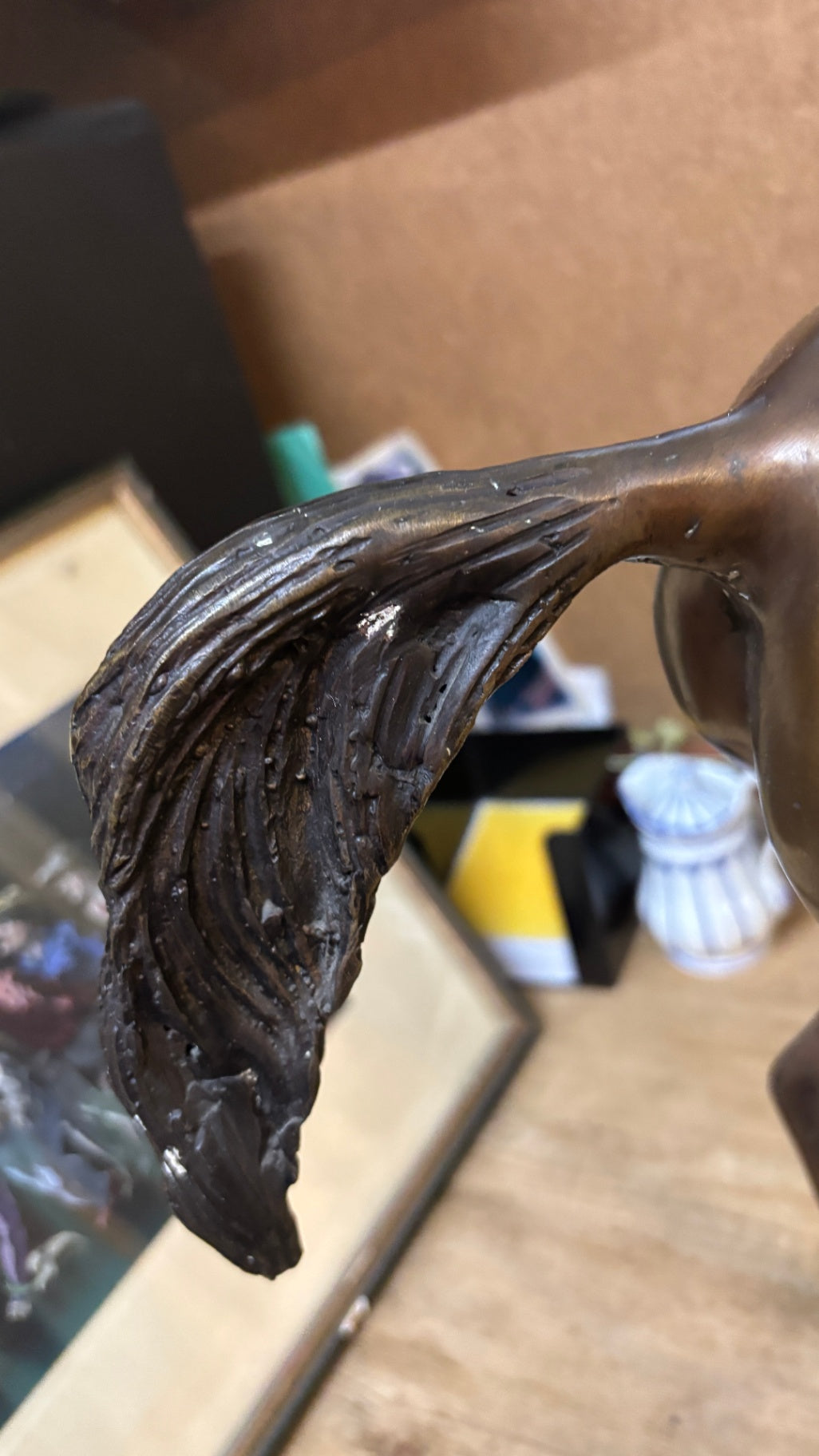 Große Pferdefigur Metall messingfarben 57 cm 7 kg Skulptur