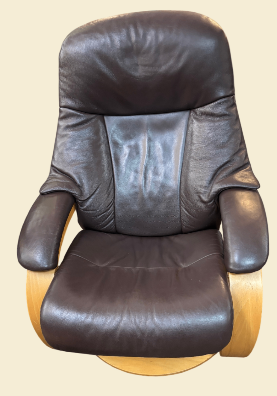 himolla Relaxsessel Echtleder braun drehbar Holzfuß verstellbar 105 cm